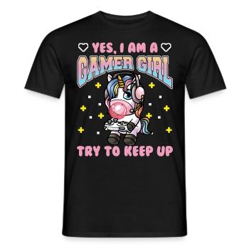 Oui, je suis une fille gamer jeux vidéo - T-shirt homme - noir - Devant - AI Model Male 178 light (178cm)