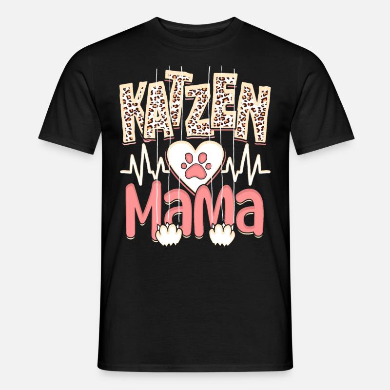 Katzen Mama Kätzchen Leopard Muster - Männer T-Shirt - Schwarz