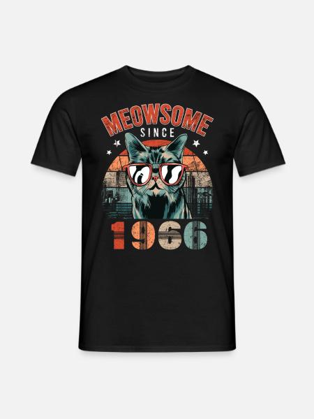 Meowsome 1966 Geburtsjahr 1966 Katze Geburtstag - Männer T-Shirt - Schwarz