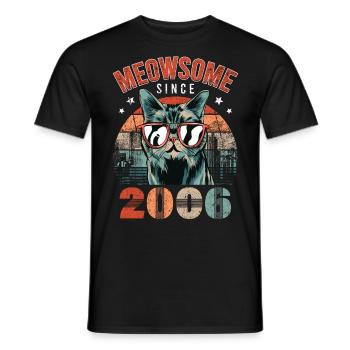 Meowsome 2006 Year of birth 2006 Cat birthday - Men's T-Shirt - black - Front - AI Model Male 178 light (178cm)
