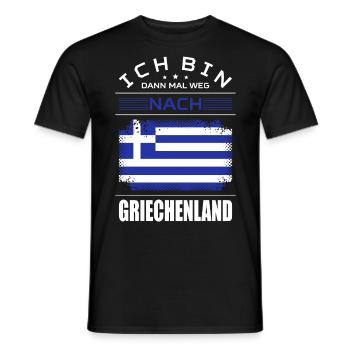 Bin Dann Mal Weg Nach Griechenland Fahne Urlaub - Männer T-Shirt - Schwarz - Vorne - AI Model Male 178 light (178cm)