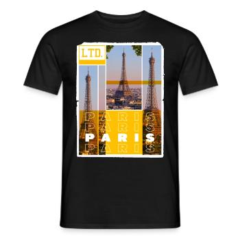 Paris France City Skyline Eiffel Tower Holiday - Men's T-Shirt - black - Front - AI Model Male 178 light (178cm)