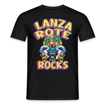 Lanzarote Summer Sun Beach Palm Trees Skull - Men's T-Shirt - black - Front - AI Model Male 178 light (178cm)