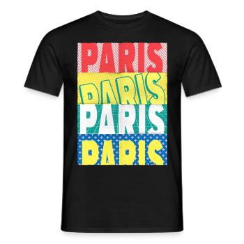 Paris France City Font Skyline Accueil - T-shirt homme - noir - Devant - AI Model Male 178 light (178cm)