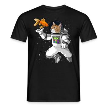 Astronaut Cat Astronaut Gift - Men's T-Shirt - black - Front - AI Model Male 178 light (178cm)
