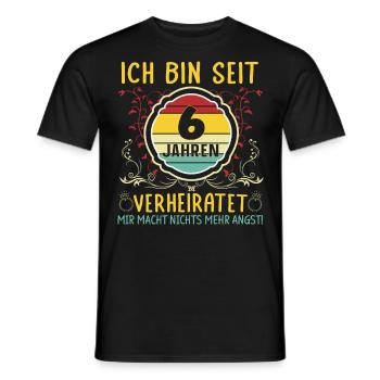 Zuckerhochzeit 6 Jahre Verheiratet Hochzeitstag - Männer T-Shirt - Schwarz - Vorne - AI Model Male 178 light (178cm)