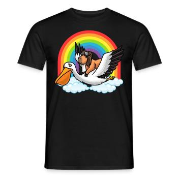 Capybara avec Pélican Mouche Rongeur Drôle - T-shirt homme - noir - Devant - AI Model Male 178 light (178cm)