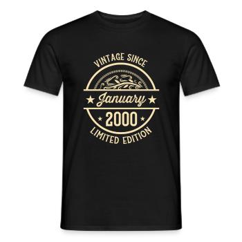 Anniversaire Vintage depuis janvier 2000 - T-shirt homme - noir - Devant - AI Model Male 178 light (178cm)
