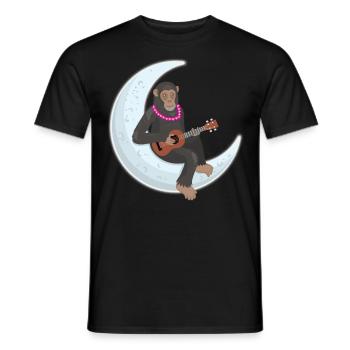 Schimpanse Spielt Ukulele auf Mond - Männer T-Shirt - Schwarz - Vorne - AI Model Male 178 light (178cm)