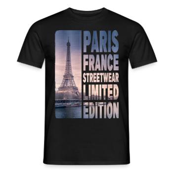 Paris France City Skyline Home Love - Men's T-Shirt - black - Front - AI Model Male 178 light (178cm)