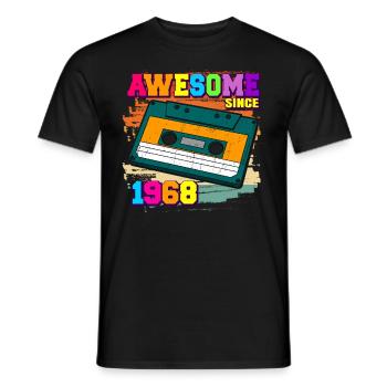 Génial depuis 1968 cassette 60s 54ème anniversaire - T-shirt homme - noir - Devant - AI Model Male 178 light (178cm)