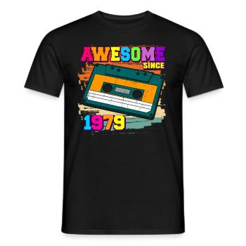 awesome since 1979 cassette 70s 43rd birthday - Men's T-Shirt - black - Front - AI Model Male 178 light (178cm)