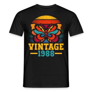 vintage 1988 butterfly 34th birthday - Men's T-Shirt - black - Front - AI Model Male 178 light (178cm)