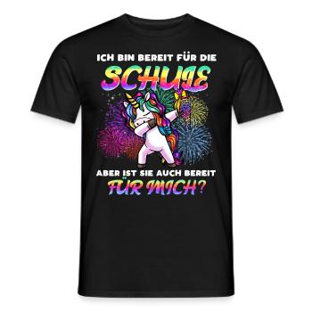 Einschulung Mädchen Schulkind Einhorn Schultüte - Männer T-Shirt - Schwarz - Vorne - AI Model Male 178 light (178cm)