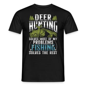 Buck Deer Hunting Hunter Fishing - Men's T-Shirt - black - Front - AI Model Male 178 light (178cm)
