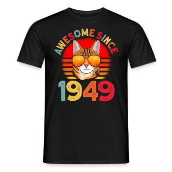 Awesome since 1949 Cat 73rd Birthday Gift - Men's T-Shirt - black - Front - AI Model Male 178 light (178cm)