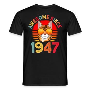 Génial depuis 1947 Cat 75th Birthday Gift - T-shirt homme - noir - Devant - AI Model Male 178 light (178cm)