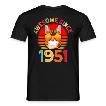 Awesome since 1951 Cat 71st Birthday Gift - Men's T-Shirt - black - Front - AI Model Male 178 light (178cm)