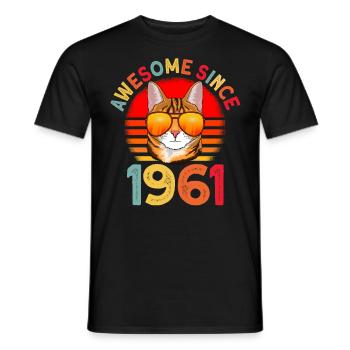 Awesome since 1961 Katze 61. Geburtstag Geschenk - Männer T-Shirt - Schwarz - Vorne - AI Model Male 178 light (178cm)