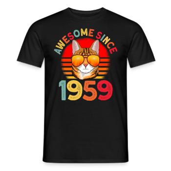 Awesome since 1951 Cat 71st Birthday Gift - Men's T-Shirt - black - Front - AI Model Male 178 light (178cm)