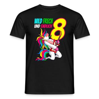 Wild Frech Endlich 8 - 8. Geburtstag Geschenk - Männer T-Shirt - Schwarz - Vorne - AI Model Male 178 light (178cm)