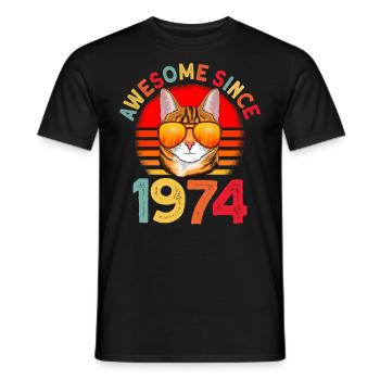 Awesome since 1974 Katze 48. Geburtstag Geschenk - Männer T-Shirt - Schwarz - Vorne - AI Model Male 178 light (178cm)