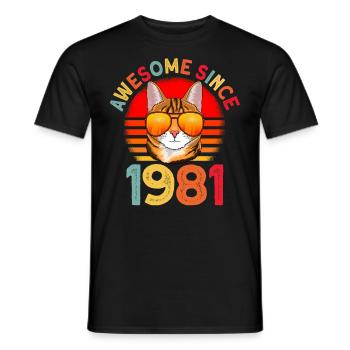 Génial depuis 1981 Cat 41st Birthday Gift - T-shirt homme - noir - Devant - AI Model Male 178 light (178cm)