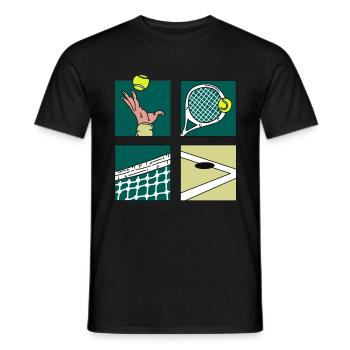 Tennisspieler Geschenk Comic Tennis Turnier Pokal - Männer T-Shirt - Schwarz - Vorne - AI Model Male 178 light (178cm)