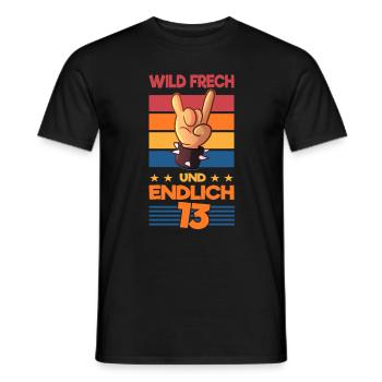 Wild Frech endlich 13 Rockmusik 13. Geburtstag - Männer T-Shirt - Schwarz - Vorne - AI Model Male 178 light (178cm)