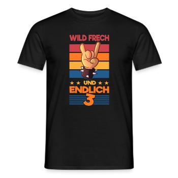 Wild Frech endlich 3 Rockmusik 3. Geburtstag - Männer T-Shirt - Schwarz - Vorne - AI Model Male 178 light (178cm)