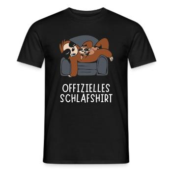 Offizielles Schlafshirt - Faultier Papa mit Kind - Männer T-Shirt - Schwarz - Vorne - AI Model Male 178 light (178cm)