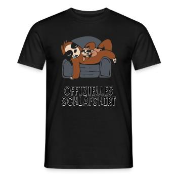 Offizielles Schlafshirt - Faultier Papa mit Kind - Männer T-Shirt - Schwarz - Vorne - AI Model Male 178 light (178cm)