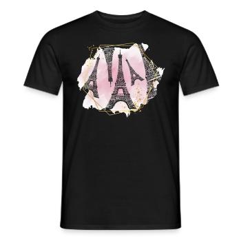 Paris France City Skyline Eiffel Tower Art - Men's T-Shirt - black - Front - AI Model Male 178 light (178cm)