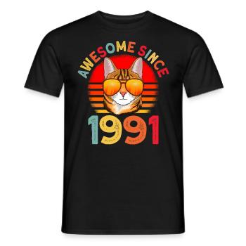 Génial depuis 1991 Cat 31st Birthday Gift - T-shirt homme - noir - Devant - AI Model Male 178 light (178cm)