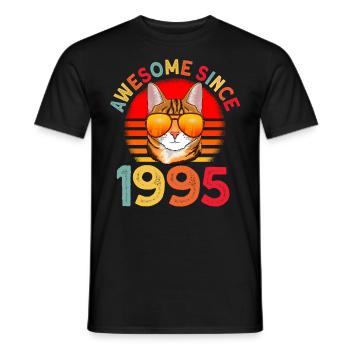 Awesome since 1995 Cat 27th Birthday Gift - Men's T-Shirt - black - Front - AI Model Male 178 light (178cm)