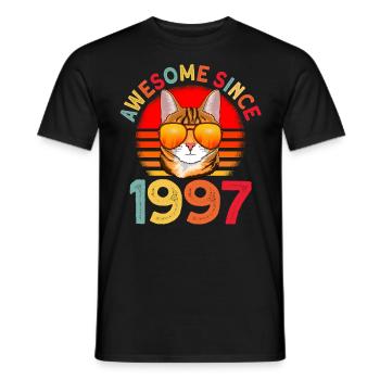 Awesome since 1997 Katze 25. Geburtstag Geschenk - Männer T-Shirt - Schwarz - Vorne - AI Model Male 178 light (178cm)