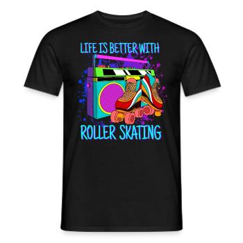 Rollschuhe Geschenk Retro Rollschuh Mädchen - Männer T-Shirt - Schwarz - Vorne - AI Model Male 178 light (178cm)