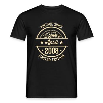 Anniversaire Vintage depuis avril 2008 - T-shirt homme - noir - Devant - AI Model Male 178 light (178cm)