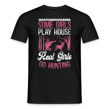 Buck Deer Hunting Hunter Girl - Men's T-Shirt - black - Front - AI Model Male 178 light (178cm)
