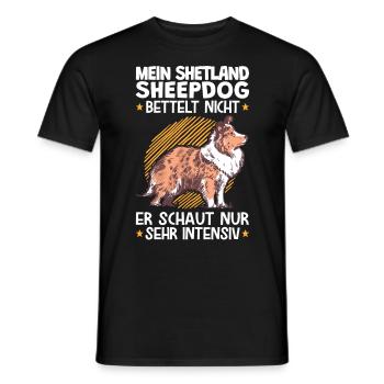 Mein Shetland Sheepdog schaut sehr intensiv - Männer T-Shirt - Schwarz - Vorne - AI Model Male 178 light (178cm)