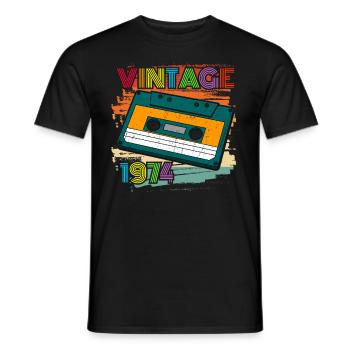 génial depuis 1974 cassette 70s 48ème anniversaire - T-shirt homme - noir - Devant - AI Model Male 178 light (178cm)