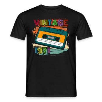 cassette vintage 1971 années 70 51ème anniversaire - T-shirt homme - noir - Devant - AI Model Male 178 light (178cm)