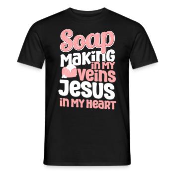 Fabrication de savon Fabrication de jésus Foi - T-shirt homme - noir - Devant - AI Model Male 178 light (178cm)