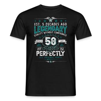 Vintage Légendaire - Vieilli parfaitement 58ème anniversaire - T-shirt homme - noir - Devant - AI Model Male 178 light (178cm)