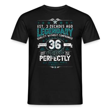 Vintage Légendaire - Vieilli parfaitement 36ème anniversaire - T-shirt homme - noir - Devant - AI Model Male 178 light (178cm)