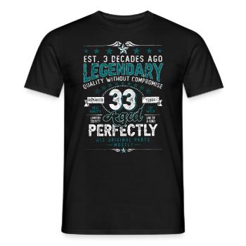 Vintage Legendary - Aged perfectly 33. Geburtstag - Männer T-Shirt - Schwarz - Vorne - AI Model Male 178 light (178cm)