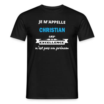 Je m'appelle excellence Christian - T-shirt homme - noir - Devant - AI Model Male 178 light (178cm)
