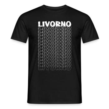 Livourne Italie City Font Skyline Accueil - T-shirt homme - noir - Devant - AI Model Male 178 light (178cm)