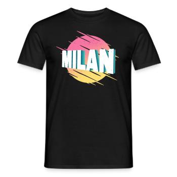 Mailand Milan Italien Stadt Schrift Vintage Retro - Männer T-Shirt - Schwarz - Vorne - AI Model Male 178 light (178cm)