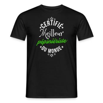 Certifié Meilleur Pépiniériste du monde - T-shirt homme - noir - Devant - AI Model Male 178 light (178cm)